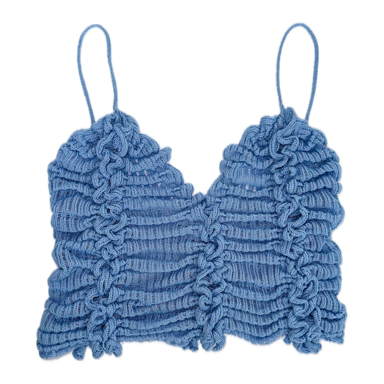 RIBBED KNIT TOP - LIGHT BLUE