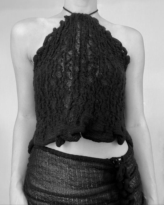 GATHERED HALTER TOP